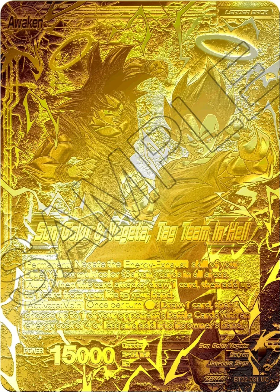 Son Goku // Son Goku & Vegeta, Tag Team in Hell (2023 Championship Finals) (Gold Metal Foil) (BT22-031) [Tournament Promotion Cards]