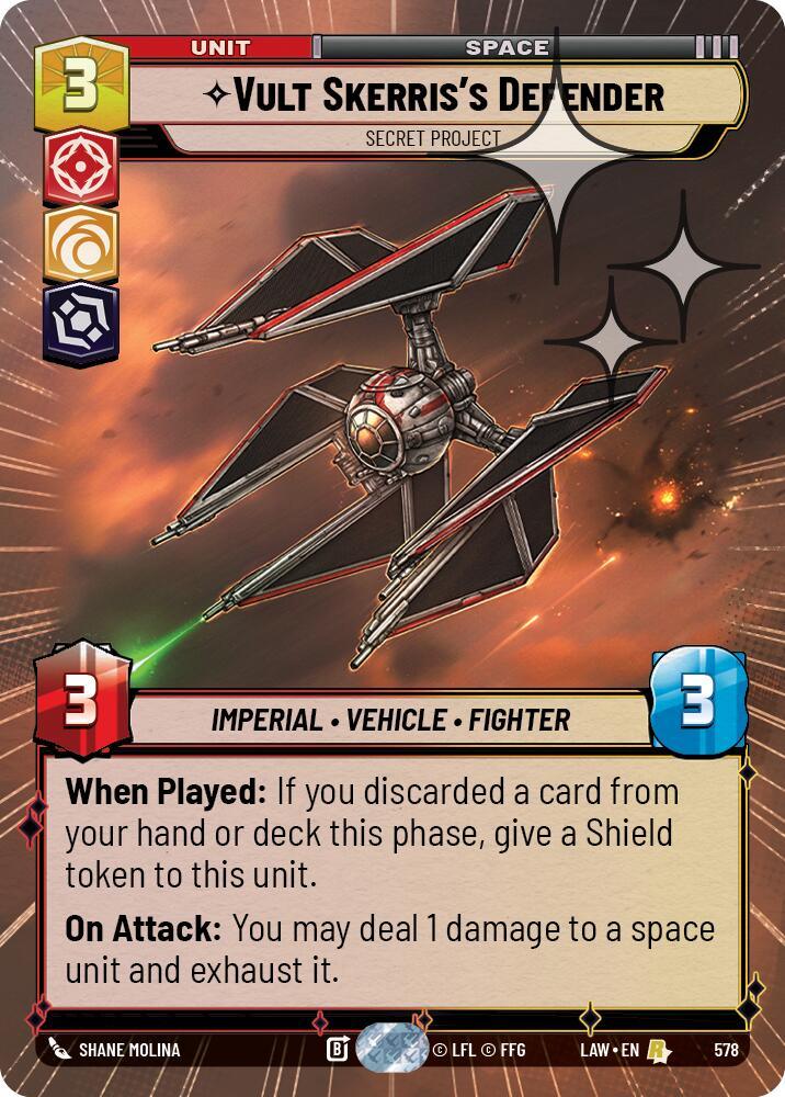 Vult Skerris's Defender - Secret Project (340) (Hyperspace Foil) (340) [A Lawless Time]